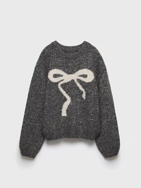 Knit Bow Print Sweater - Women